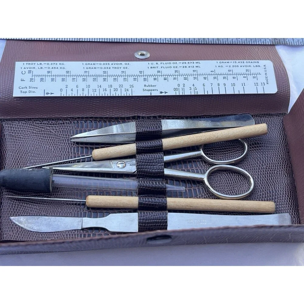 Vintage Hamilton Bell Germany Travel Grooming / Manicure Kit in Roll Case